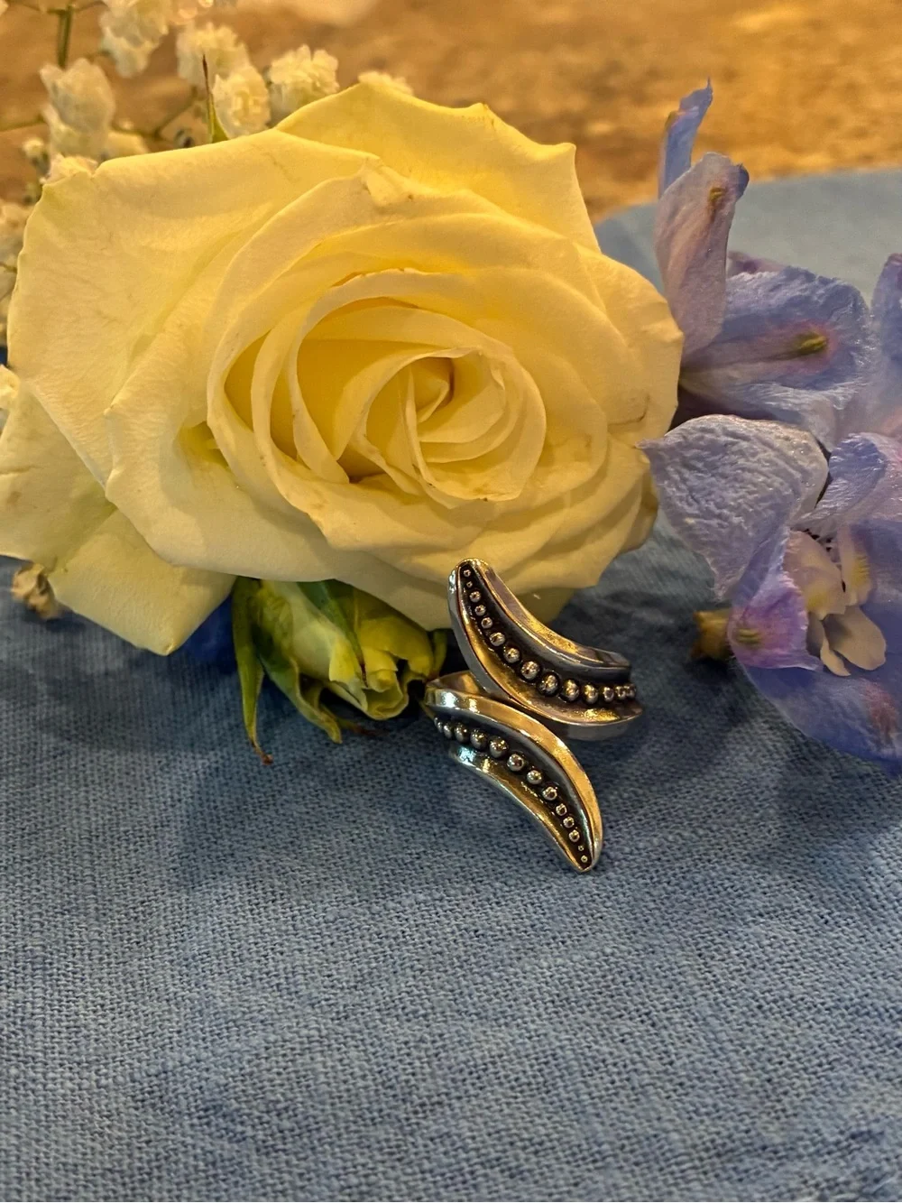 Sterling Silver Unique By-pass Ring w/ Oxidation Size 7